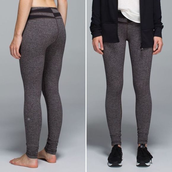 Lululemon Wunder Under Pant 2 Luon Herringbone Black Brown Grey Calm XS Leggings - Picture 7 of 9